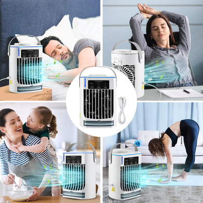 Small Space Air Conditioning for Home Rechargeable Portable Summer Desktop Air Cooler Spray Fan Moist Clean Air for Office Room
