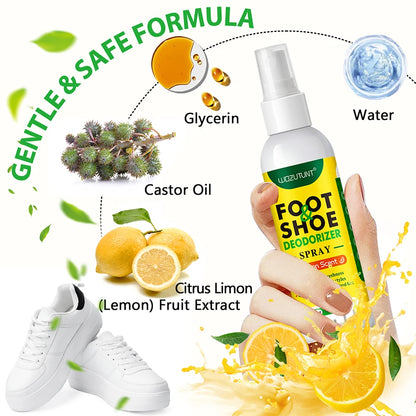 100ml Foot Shoes Deodorizer Spray Lemon Perfume Feet Shock Odor Nemesis Deodorant Removal Antibacterial Refresh Stink Freshener