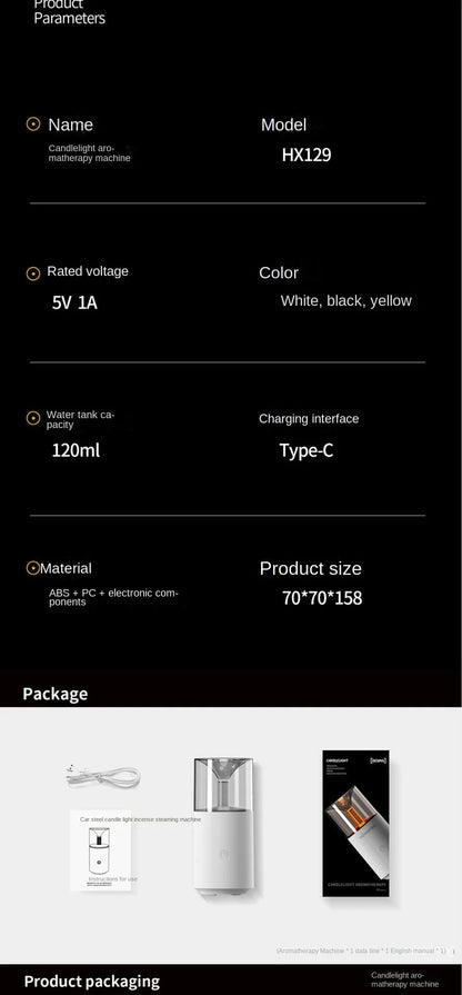 Cross-Border Home Aromatherapy Machine USB Desktop Automatic Fragrance Air Hydration Small Humidifier Artificial Flame Diffuser