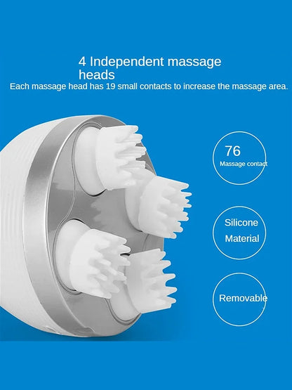 Electric Cordless Hair Scalp Massager with Kneading 4 Massage Nodes Handheld Portable Head Scratcher Massager Stress Relax