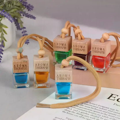 Wood Hanging Car Air Freshener Diffuser Perfume Aromatherapy Essential Oil Bottle Hanging Car Air Freshener Car Auto Accessories