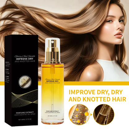 Hair Perfume Essential Oil Spray 80ml Glossy & Smooth Fix Dry &Knotted Hair Frizz Control Heat Protection Prevent Split Ends Oil