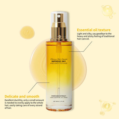 Hair Perfume Essential Oil Spray 80ml Glossy & Smooth Fix Dry &Knotted Hair Frizz Control Heat Protection Prevent Split Ends Oil