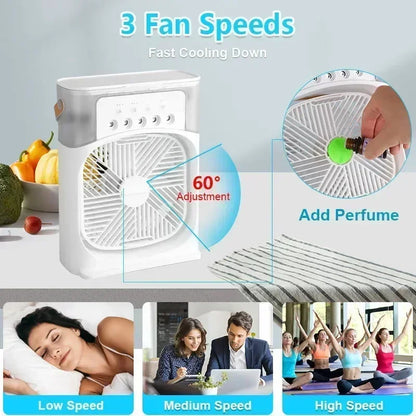 Home - Friendly Portable Fan Air Conditioner: 3 - in - 1 Design with Humidifier USB Electric LED Night Light
