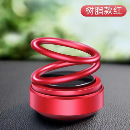 Car Air Freshener Solar Powered Double Ring Rotating Air Cleaner Automobile Interior Perfume Fragrance Diffuser Aromatherapy
