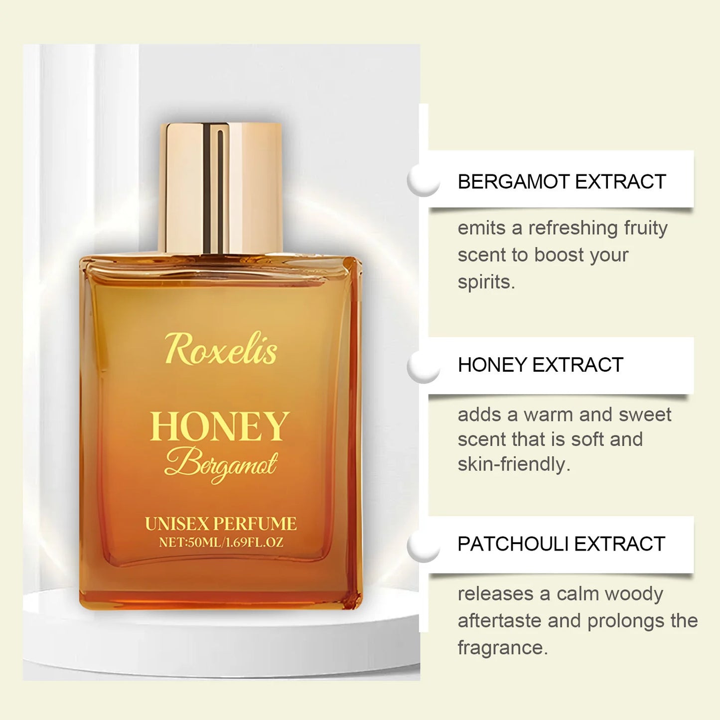 Honey Bergamot Unisex Perfume Mild Naturally Fresh Scent, Women's Charming Everyday Portable Fragrance Perfumes Mujer Originales