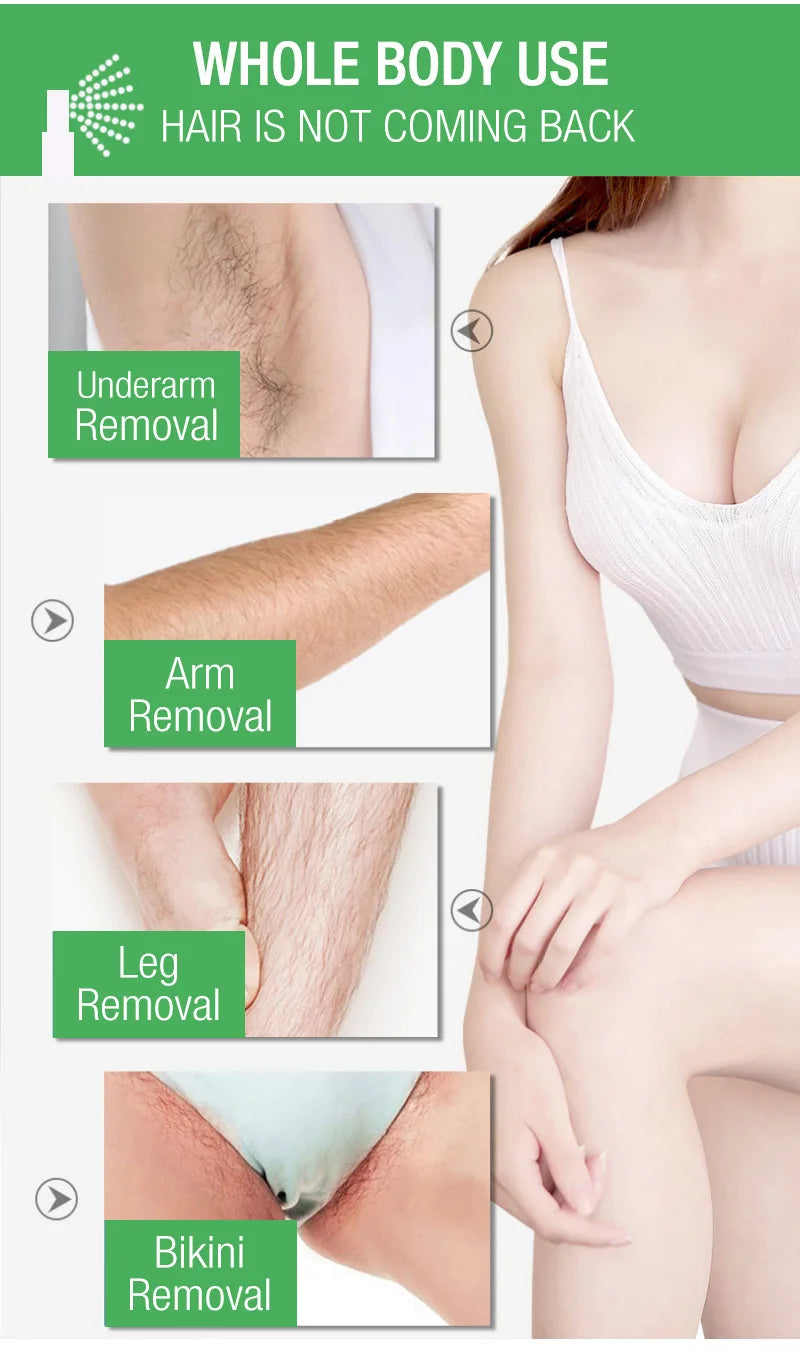 Fast Hair Removal Spray Painless Hair Growth Inhibitor Remove Armpit Leg Arm Permanent Depilatory for Men Women Repair Body Care