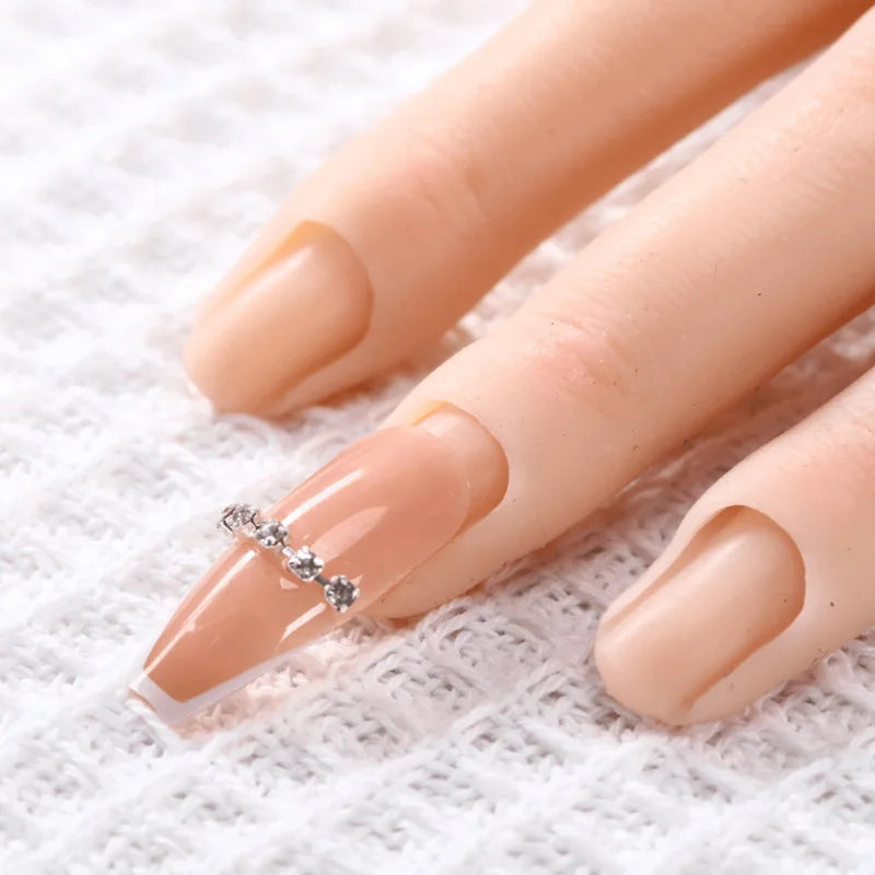 Nail Art Training Hand Soft Silicone Practice Fake Finger Nail With Joints Bendable False Fingernails Tips Manicure Accesories