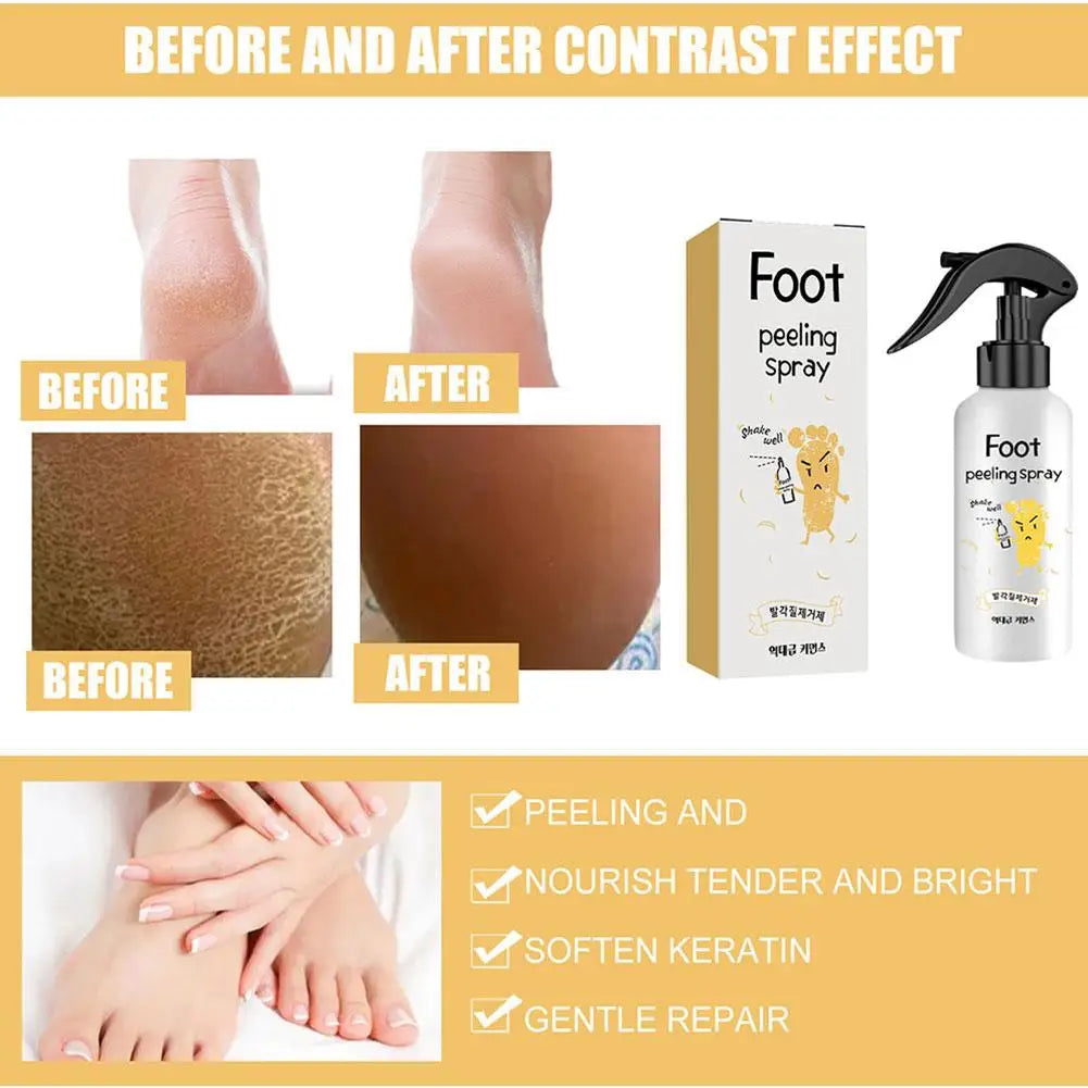 Foot Exfoliating Spray Repair Brightening Anti-Drying Crack Peeling Dead Skin Calluses Odor Removal Whitening Feet Care Liquid