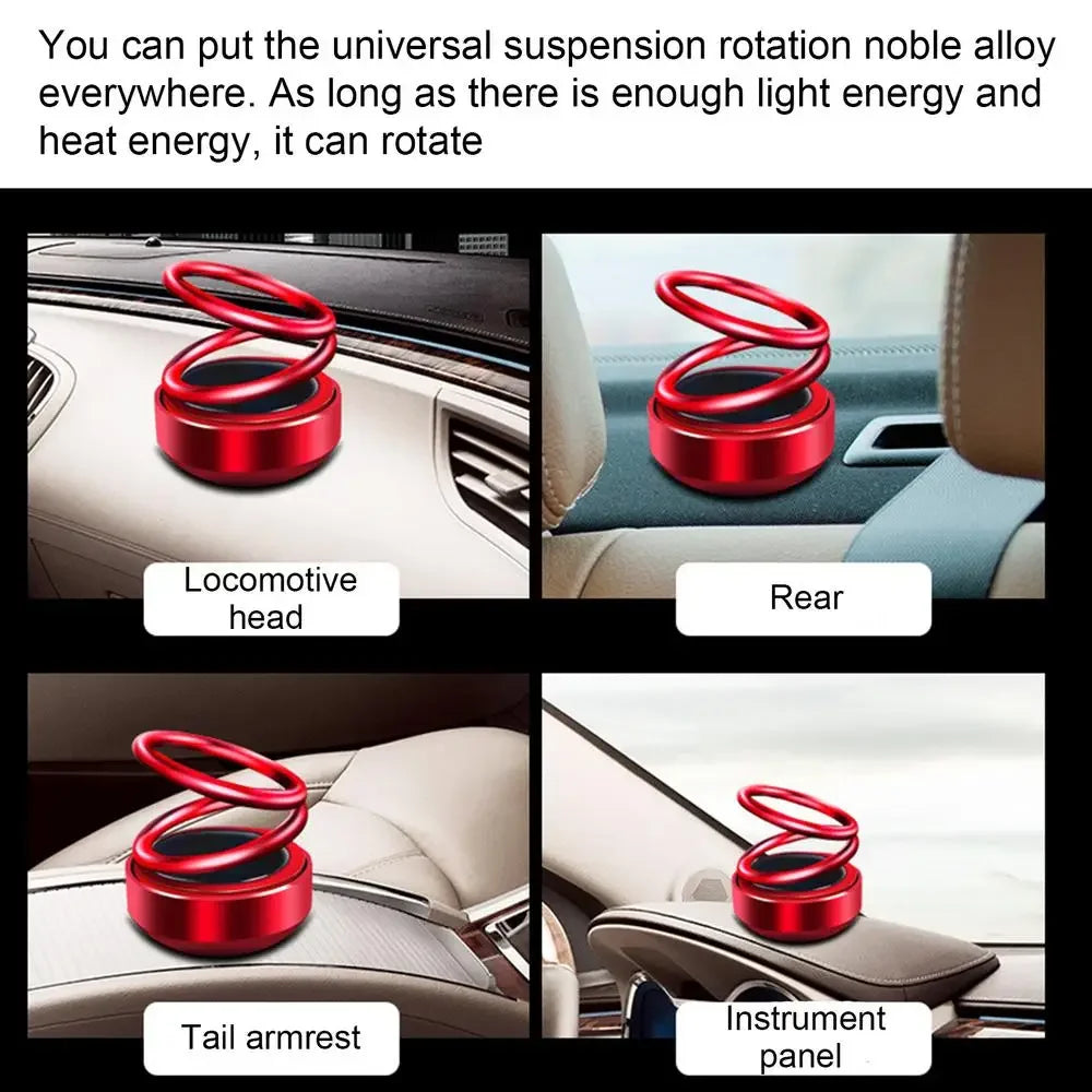 1PC Portable Kinetic Mini Car Air Freshener Solar Powered Double Ring Rotating Air Cleaner Perfume Fragrance Diffuser Decoration