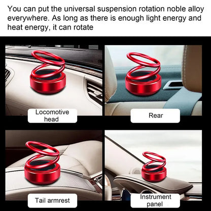 1PC Portable Kinetic Mini Car Air Freshener Solar Powered Double Ring Rotating Air Cleaner Perfume Fragrance Diffuser Decoration