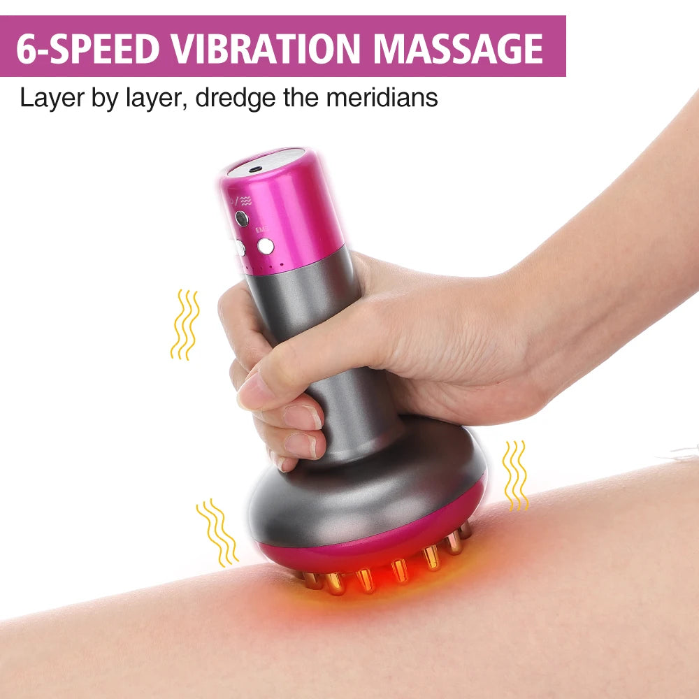 Electric Massage Meridian Brush Anti Cellulite Guasha Body Massager Red Light Microcurrent Vibration Lymphatic Drainage Machine