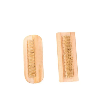 Nail Art Trimming Bristle Brush Wooden Double Sided Handle Nylon Bristle Manicure Pedicure Scrubbing Nail Bath Brush