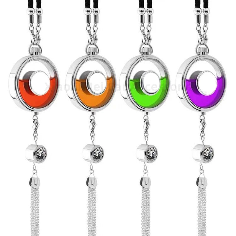 Car Perfume Pendant Air Freshener Hanging Perfume Empty Bottle Auto Interior Rearview Mirror Metal Lace Pendant Car Decoration