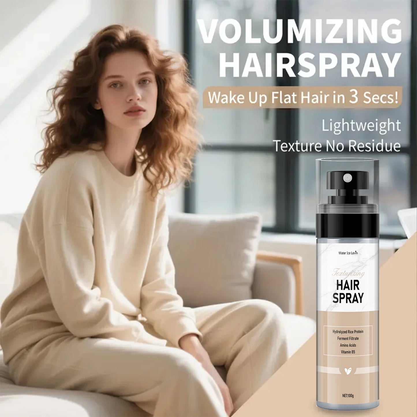 Texturizing Hair Spray - Contains Rice Protein, Moisturizing and Repairing Care, Amino Acids, Vitamin B5, Winter Hair Care