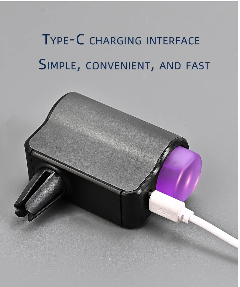 Car Air Freshener, Three Adjustable Modes Intelligent Car Aroma Diffuser, Rechargeable Car Aroma Diffuser, Black