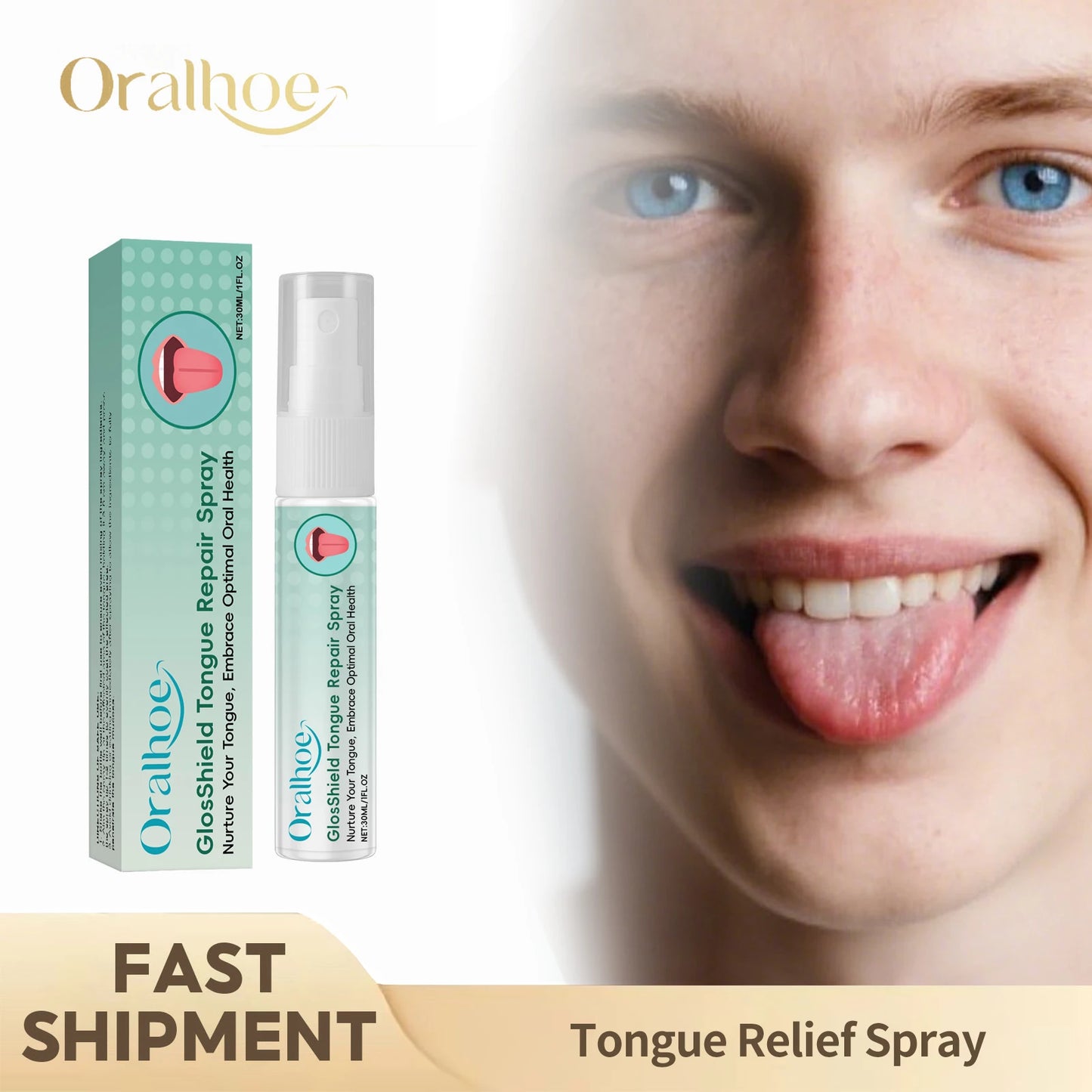Oralhoe Fissured Tongue Relief Spray Reduce Swelling Remove Bad Breath Oral Hygiene Cleansing Prevent Ulcer Tongue Repair Spray