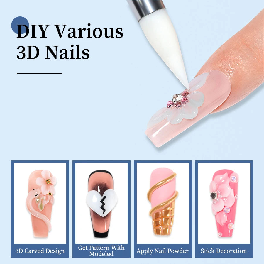 RSNAIL 5g Solid Carved Gel Nail Polish Non Stick Hand Molding Gel Soak Off UV/LED Nail Art Clear White 3D Scupting Extension Gel