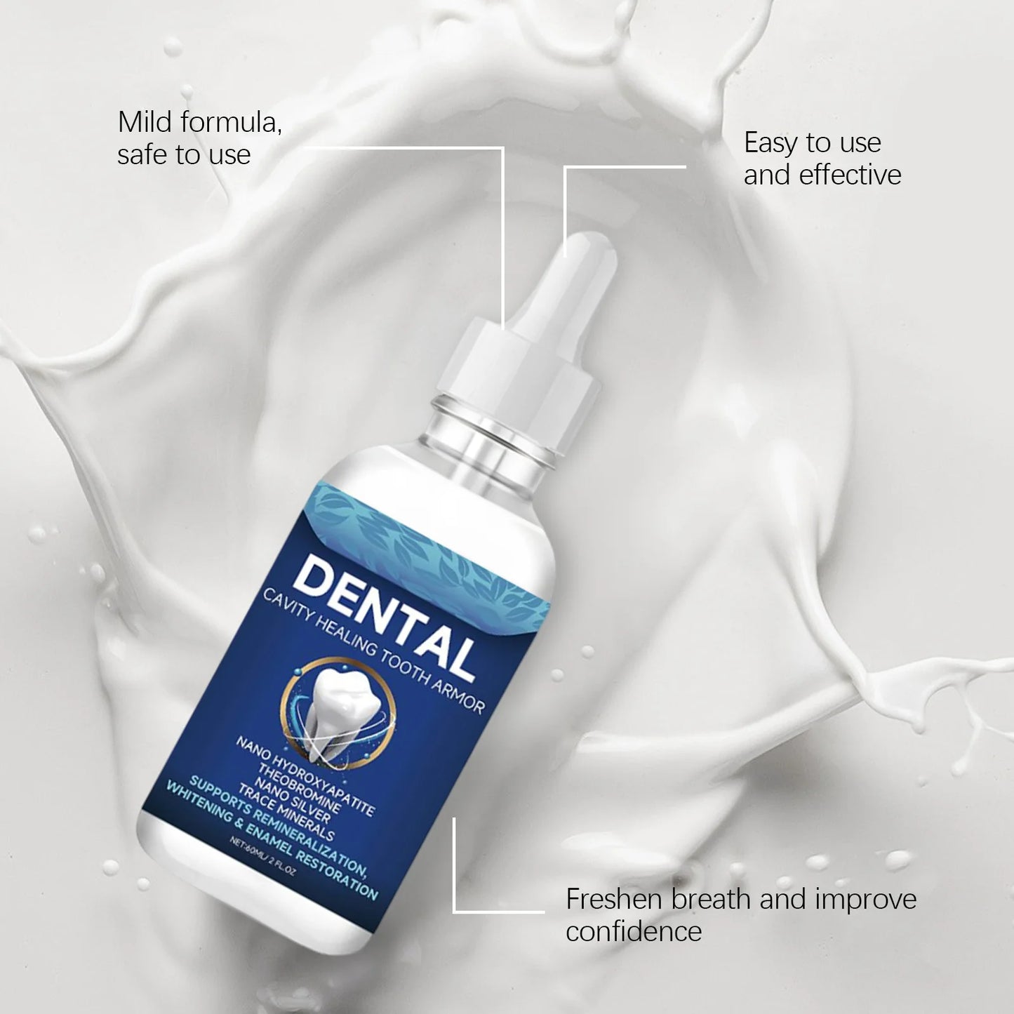 Oralhoe Dental Care Liquid Lasting Freshing Breath Deep Cleaning Oral Hygiene Removes Plaque Stains Teeth Brightening Serum 60ml