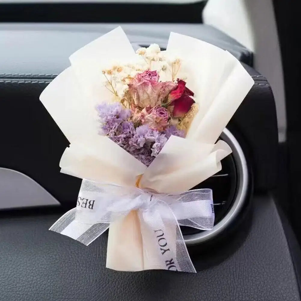 Dried Flower Car Air Freshener Car Air Outlet Aromatherapy For Girls Bouquet Auto Vent Clip Car Accessories Car Decoration
