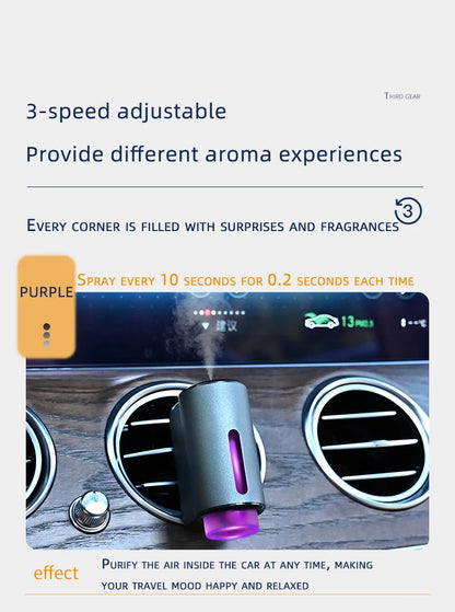 Car Air Freshener, Three Adjustable Modes Intelligent Car Aroma Diffuser, Rechargeable Car Aroma Diffuser, Black
