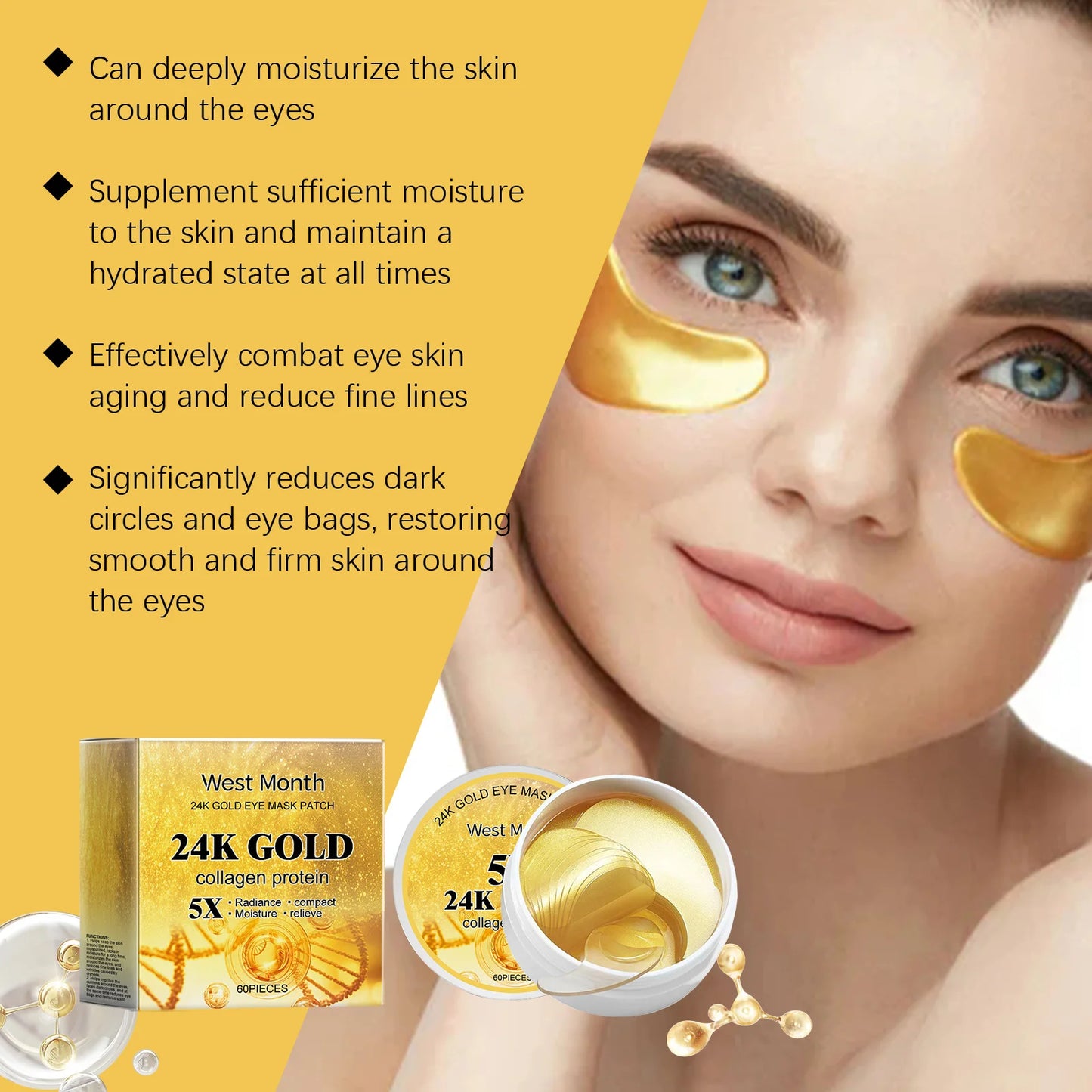 24k Gold Facial Skin Care Set Anti Wrinkle Fade Dark Circles Firming Moisturizing Repairing Eye Mask Essence Korean Cosmetics