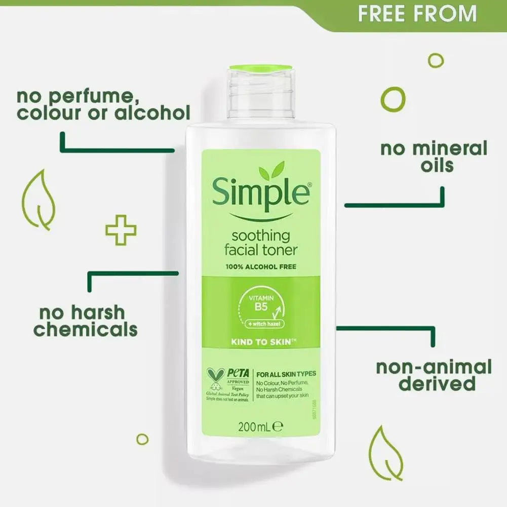 Simple Soothing Toner Long Lasting Moisturizing Gently Calms Soothes Balances Skin PH Softens Stratum Corneum
