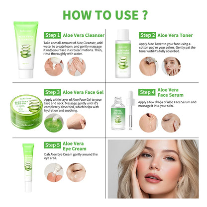 Multi-skin Care Aloe Vera Skin Care Set Deep Moisturizing Deep Nourishment Whitening Brightening Hydrating Smooth Skin