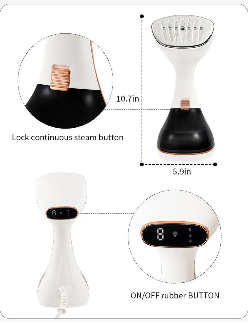 1800W Handheld Steam Hanging Iron Touch Screen Control 15 Seconds Fast Preheat 320ml Portable Home Small Fabric Clothes Steamer