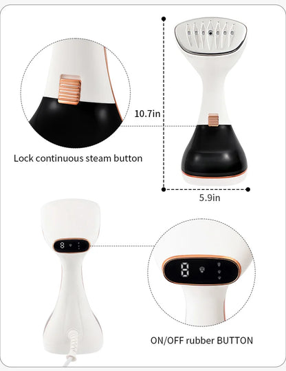 1800W Handheld Steam Hanging Iron Touch Screen Control 15 Seconds Fast Preheat 320ml Portable Home Small Fabric Clothes Steamer