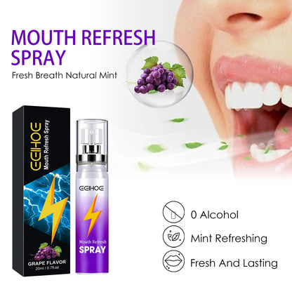 Mouth Freshener Spray Oral Spray Remove Bad Smoke Breath Long Lasting Sweet Fruity Grape Flavor Portable Kissing Cleaning Spray