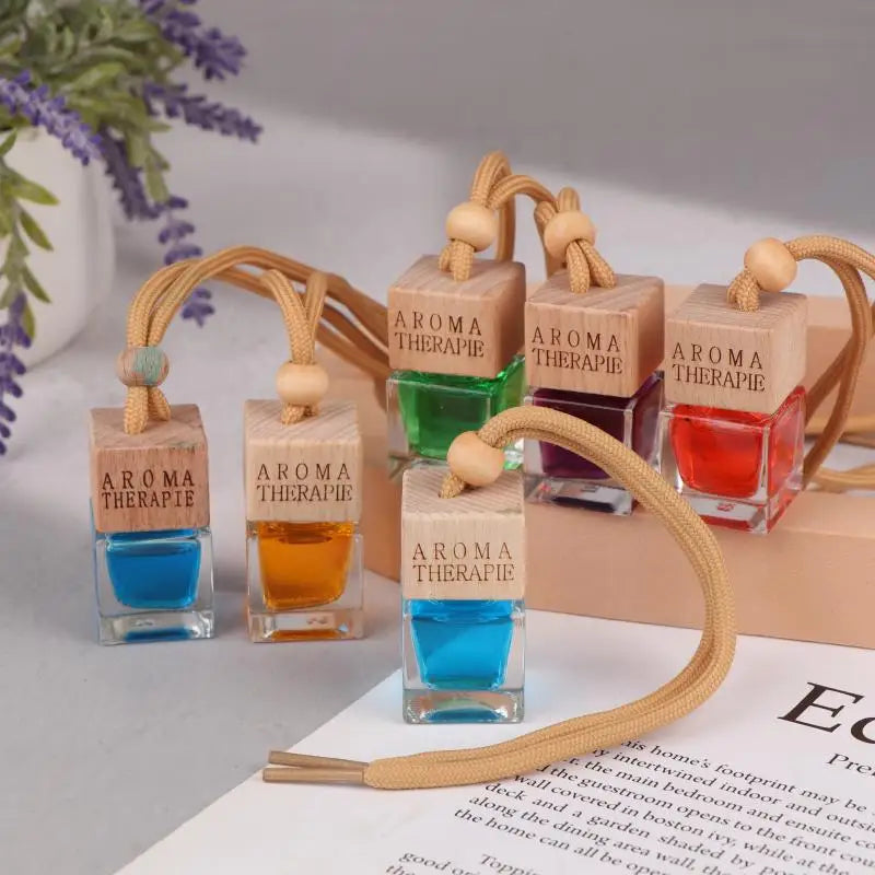 Wood Hanging Car Air Freshener Diffuser Perfume Aromatherapy Essential Oil Bottle Hanging Car Air Freshener Car Auto Accessories