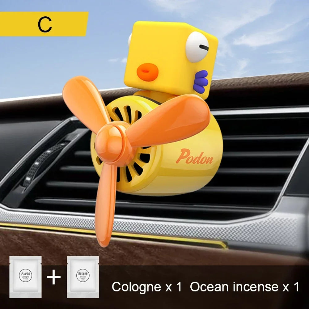 New Car Air Freshener Cute Cartoon Pilot Car Interior Perfume Diffuser Outlet Rotating Propeller Outlet Fragrance Car Perfume