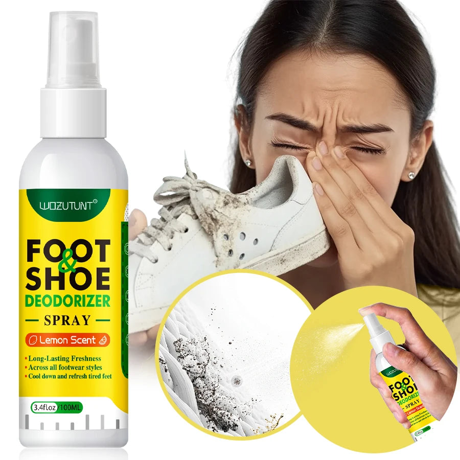 100ml Foot Shoes Deodorizer Spray Lemon Perfume Feet Shock Odor Nemesis Deodorant Removal Antibacterial Refresh Stink Freshener