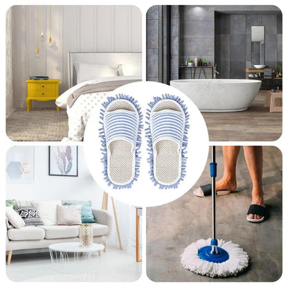 Labor-saving Washable Mop Slippers For Floor Cleaning Detachable Microfiber Slipper Dusting Mop Floor Dust Dirt Hair Cleaner