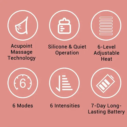 Breast Massager with Heat and Red Blue Light Therapy - 6 Modes 6 Intensity Electric Massage for Firming, Lifting and Skin Care,