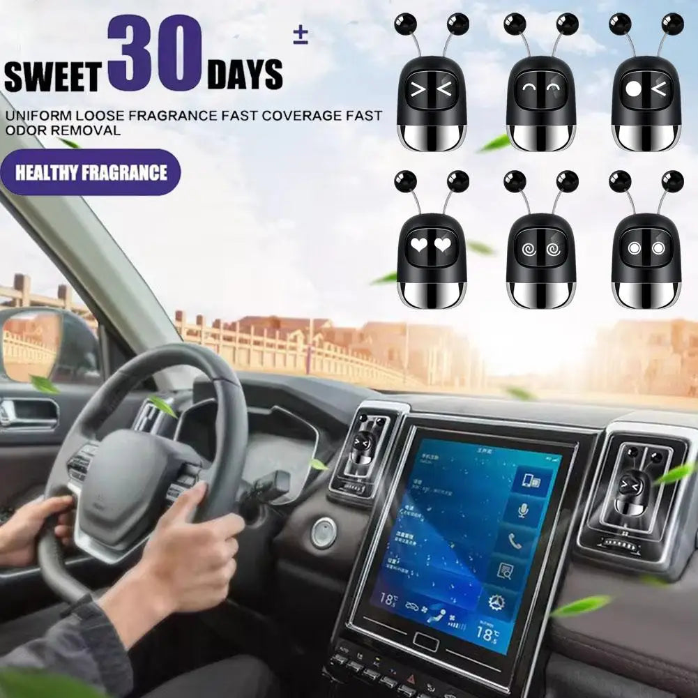 New Car Air Freshener Auto Mini Robot Air Vent Clip Parfum Flavoring Ventilation Outlet Aromatherapy Automotive Interior