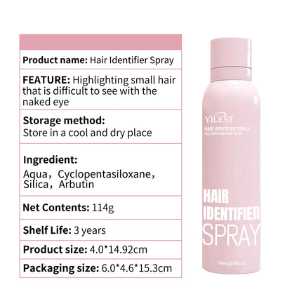 Professional Hair Identifier Spray for Facial Use - Makes Fine Hair Visible, Pre-Shave Preparation, All Skin Types, 114g