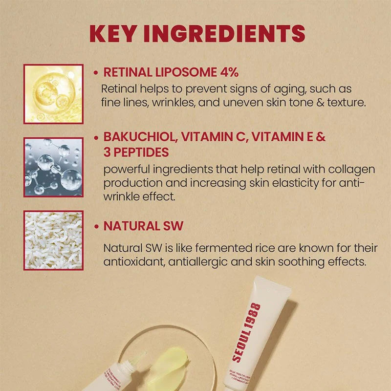 SEOUL 1988 Eye Cream Niacinamide 2% Retinal Acid Ginseng Serum Lighten Fine Lines Firming Pores Brightening Face Korean Skincare