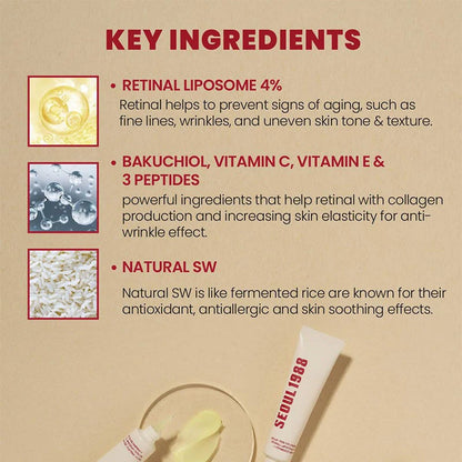 SEOUL 1988 Eye Cream Niacinamide 2% Retinal Acid Ginseng Serum Lighten Fine Lines Firming Pores Brightening Face Korean Skincare