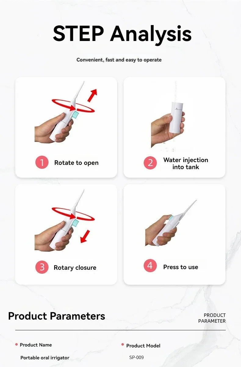 Oral Irrigator Portable Teeth Clean High Pressure Water Flosser Cleaner Toothpick Dental Hygiene Floss dental accessories