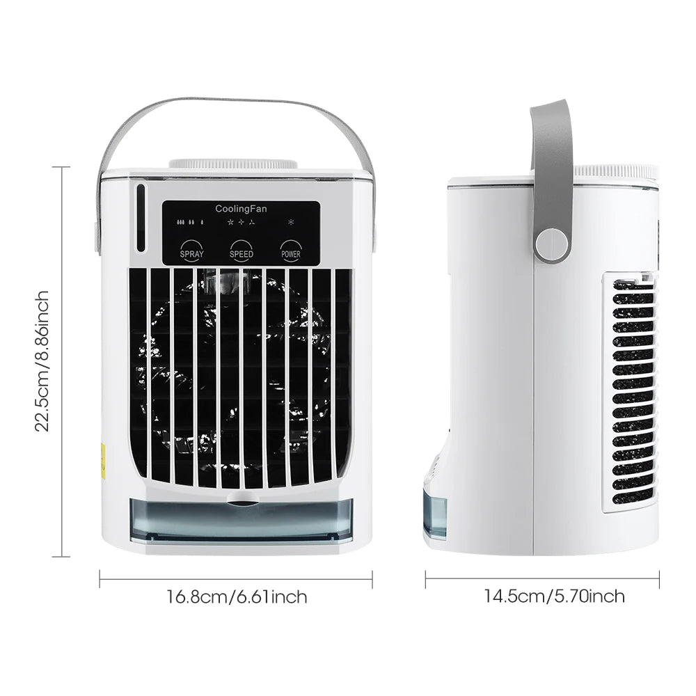 Small Space Air Conditioning for Home Rechargeable Portable Summer Desktop Air Cooler Spray Fan Moist Clean Air for Office Room