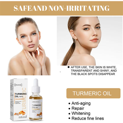 Turmeric Face Serum Shrink Pore Essence Repair Melanin Brighten Moisturizing Nourish Cur-cumin Oil Fade Dark Spot Skin Care