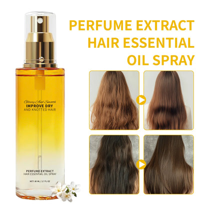 Hair Perfume Essential Oil Spray 80ml Glossy & Smooth Fix Dry &Knotted Hair Frizz Control Heat Protection Prevent Split Ends Oil