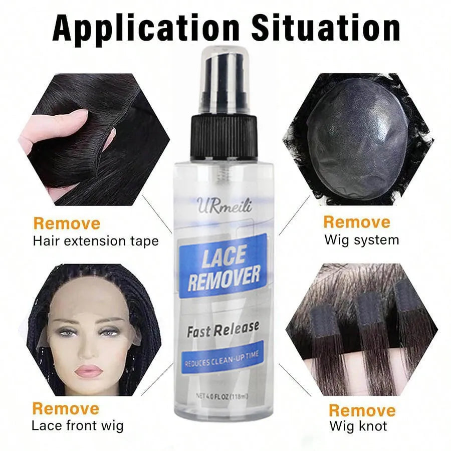 Hair Extensions & Adhesive Tape Remover Spray - Fast-Acting, Gentle, Non-Greasy Formula for Easy Cleaning