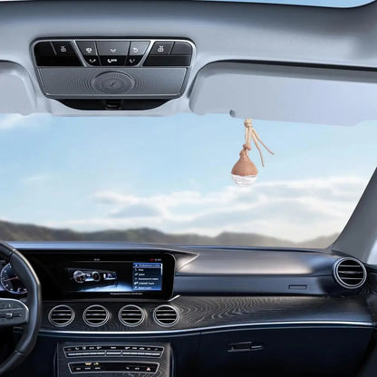 Car Hangings Air Freshener Bottle Diffuser Wooden Glass Hanging Transparent Perfume Bottle Purifying Car Interior Accessories