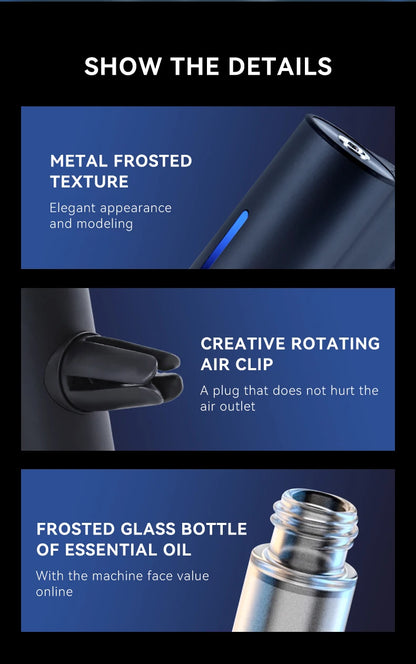 CAR Humidifier Essential Oil Diffuser Smart Car Air Aromatherapy Diffuser, Fragrance Car Air fresheners with Three Adjustable