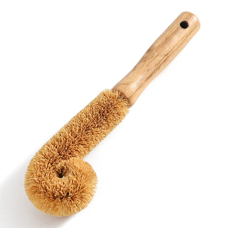 Kitchen Sink Cleaning Brush Natural Coir Brush Glass Cup Brush Non-stick Skillet Brush Dish Washing Bottle Cleaner