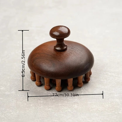 Ergonomic Mahogany Scalp Massager - Handheld Full Body Relaxation Tool with Unique Rounded Design for Relax