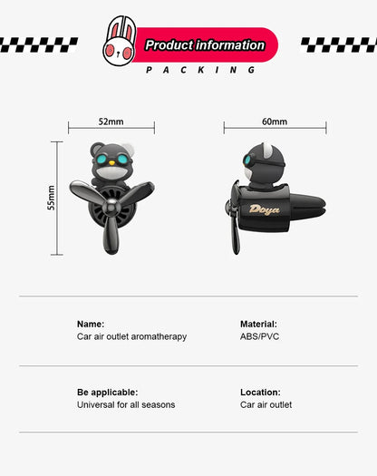 New Car Air Freshener Cute Cartoon Pilot Car Interior Perfume Diffuser Outlet Rotating Propeller Outlet Fragrance Car Perfume
